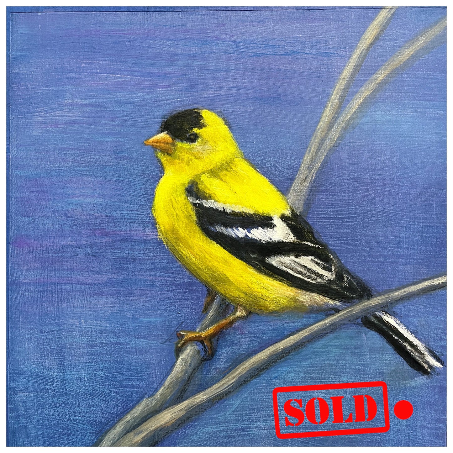 Goldfinch, acrylic on illustration board, 6" x 6", SOLD