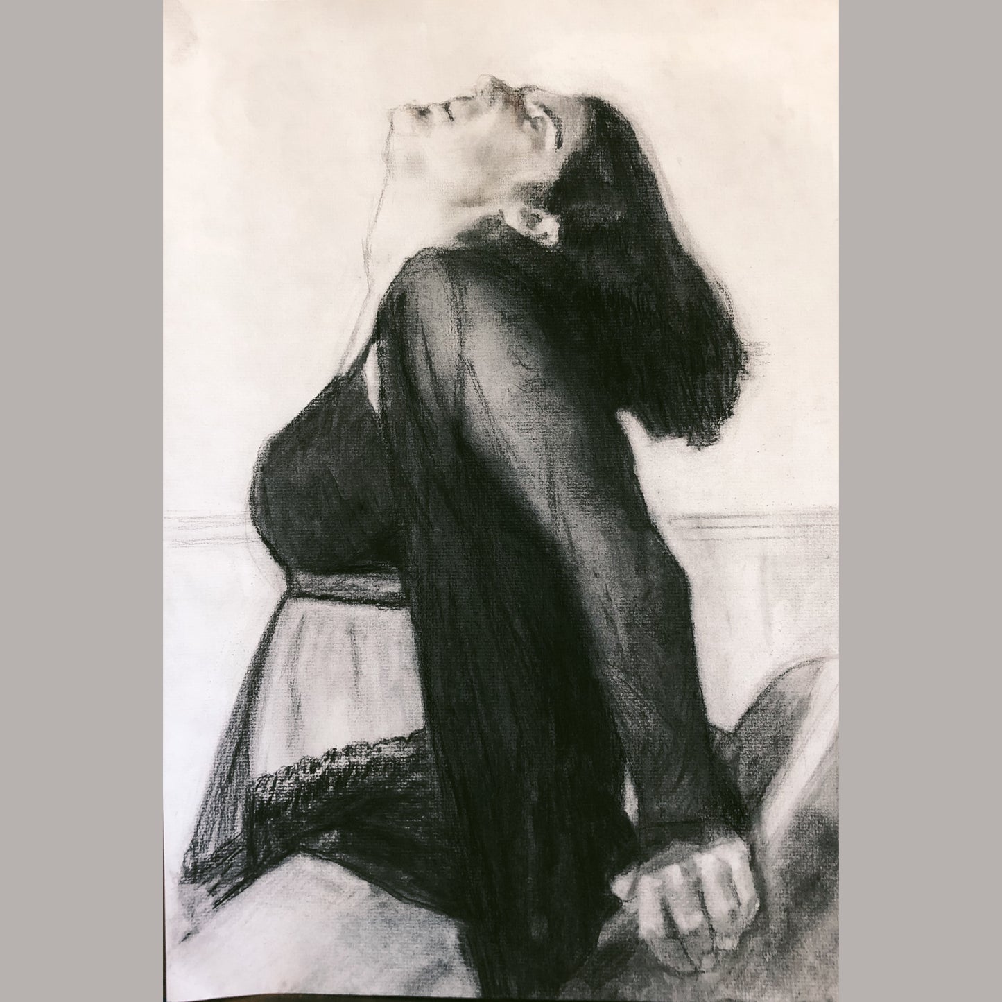 Oriole, charcoal drawing on archival paper, 13.5" w x 19" h