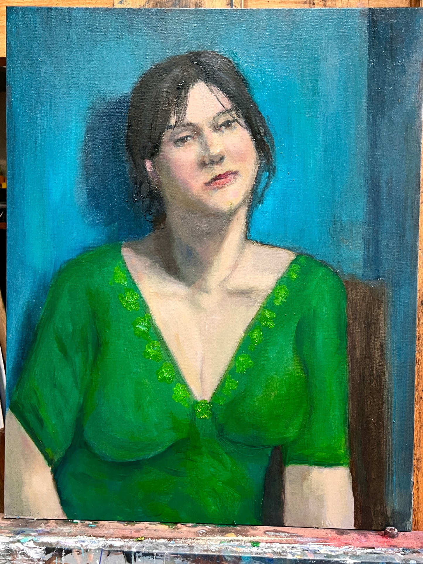 Portrait of Ciara, oil on panel, 16" x 20"