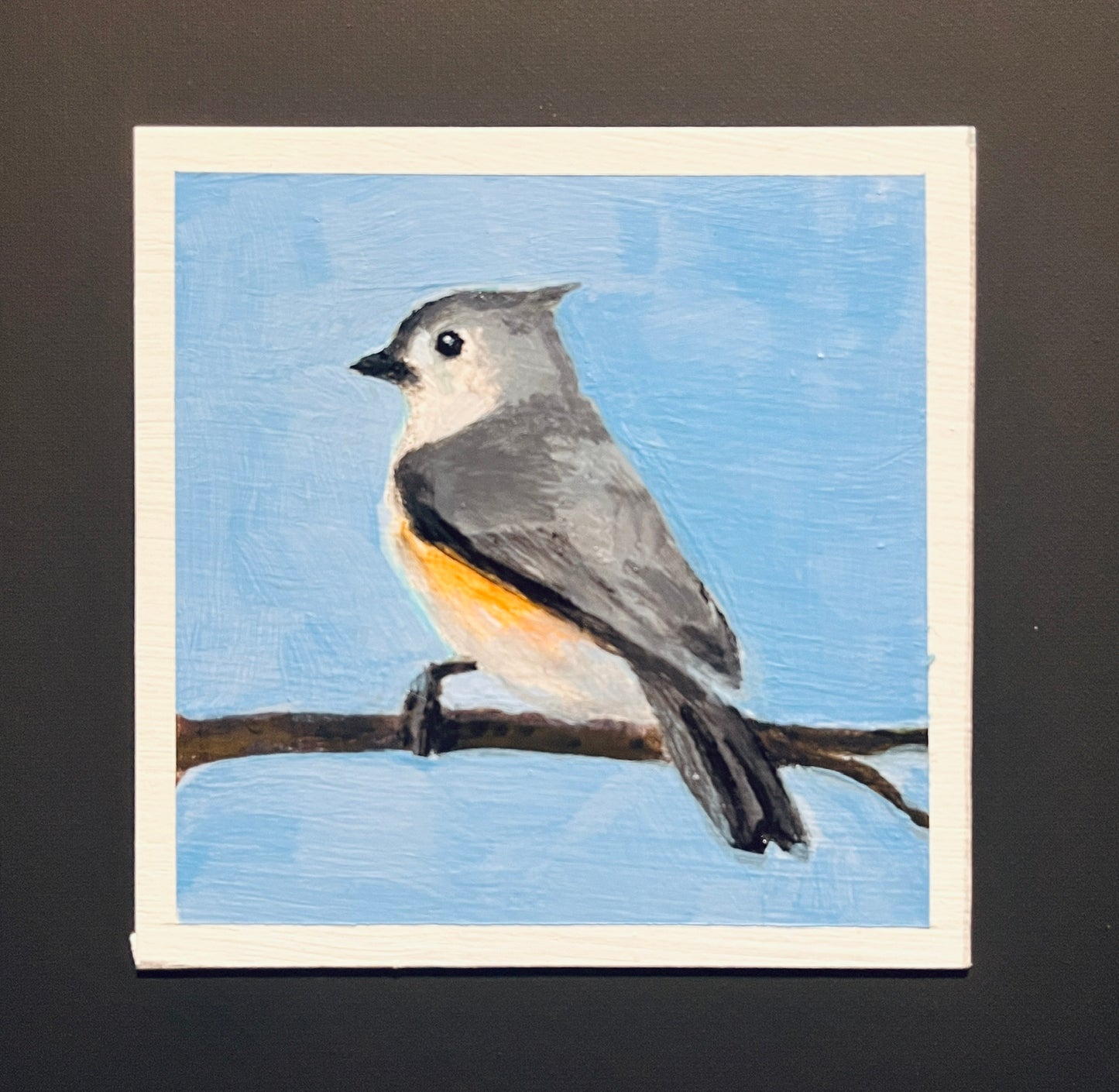Tufted Titmouse, acrylic on illustration board, 4.5" x 4.5"