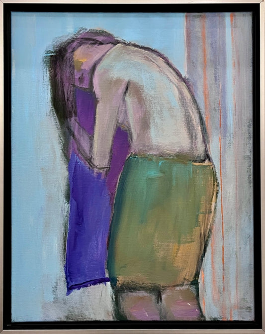 abstract painting of a woman drying off post-shower
