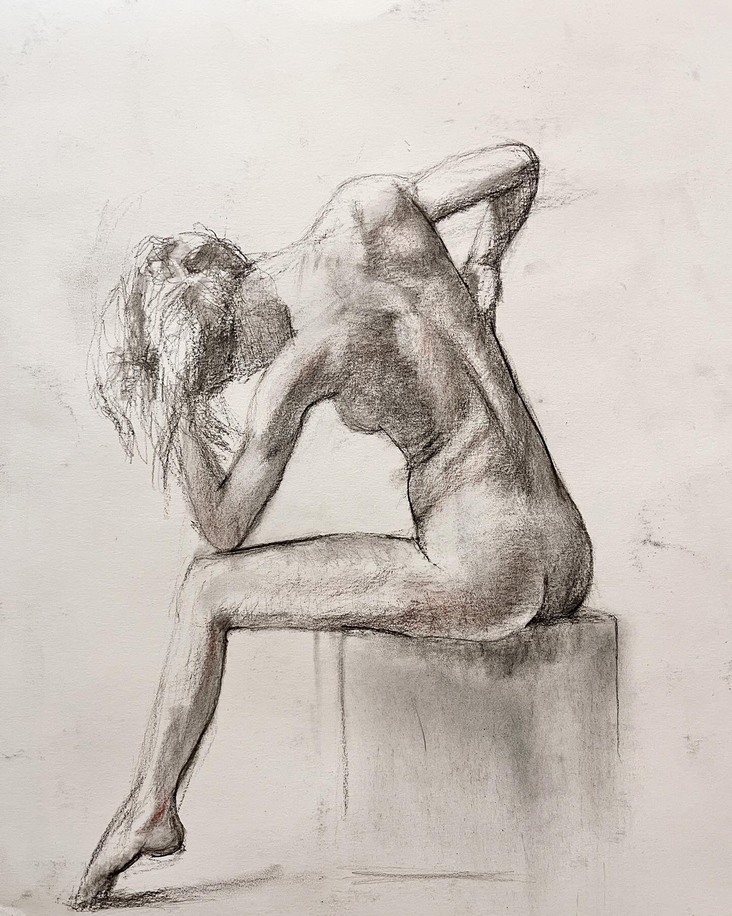 Bent Back Study, charcoal on paper 10" x 14"