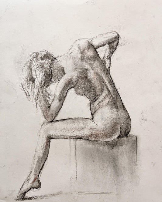Bent Back Study, charcoal on paper 10" x 14"