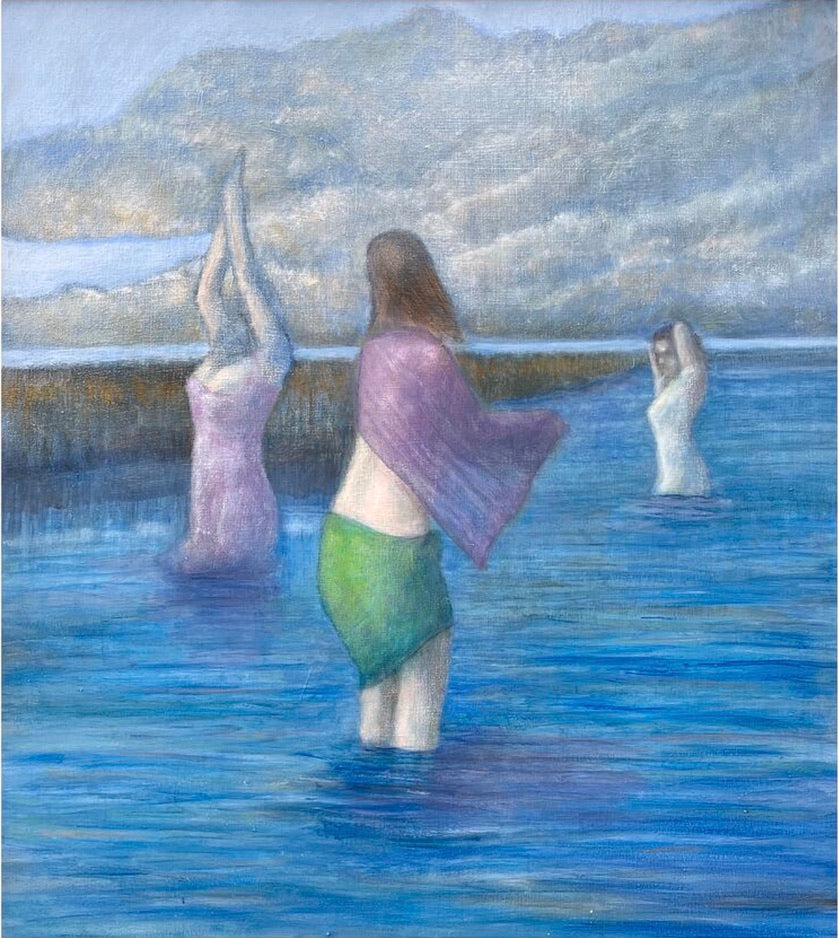 Artistic depiction of Naiads in crystal blue waters