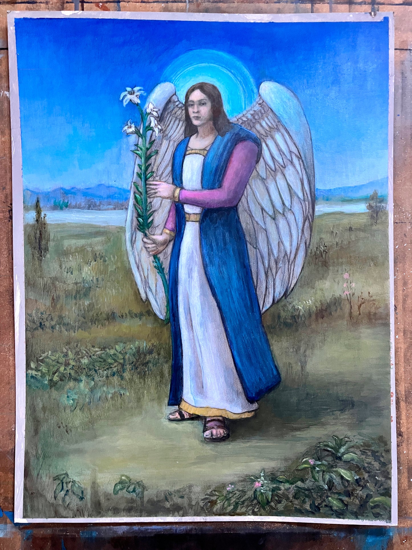 Archangel Gabriel, acrylic and ink on illustration board, 15"w x 20"h